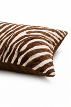 Brown and cream zebra print cushion