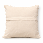 Ivory square cushion with concentric circular design appliqué and layered stitched pattern