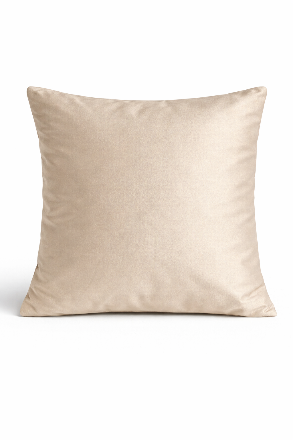 Beige velvet square cushion cover with layered floral appliqué texture and sculpted petal detailing.