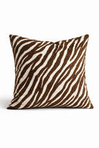 Brown and cream zebra print cushion