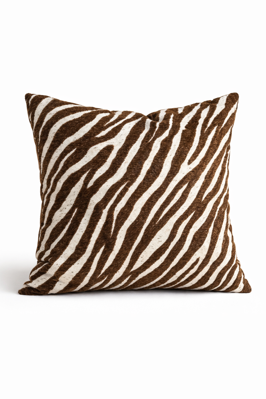 Brown and cream zebra print cushion