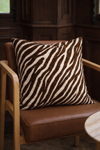 Brown and cream zebra print cushion